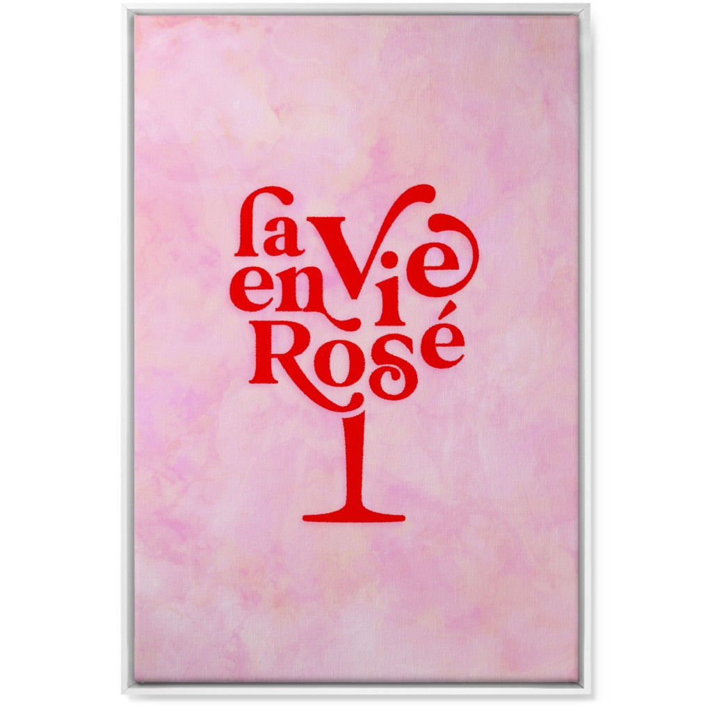 La Vie En Rose - Red and Pink Wall Art, White, Single piece, Canvas, 24x36, Pink