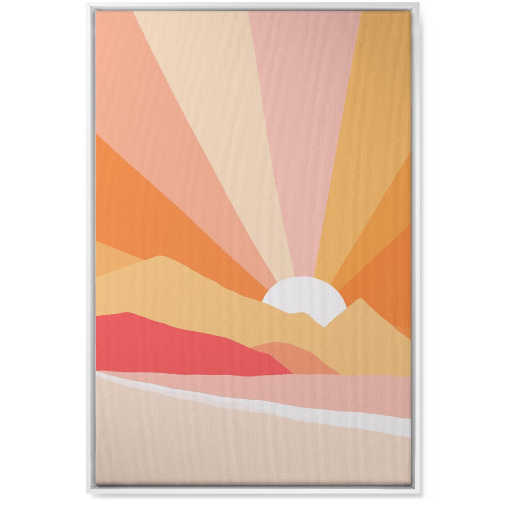Retro Summer Coast - Warm Wall Art, White, Single piece, Canvas, 24x36, Multicolor