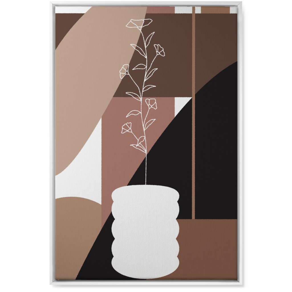 Botanical Abstract Shapes - Neutral Wall Art, White, Single piece, Canvas, 24x36, Beige, Pearl