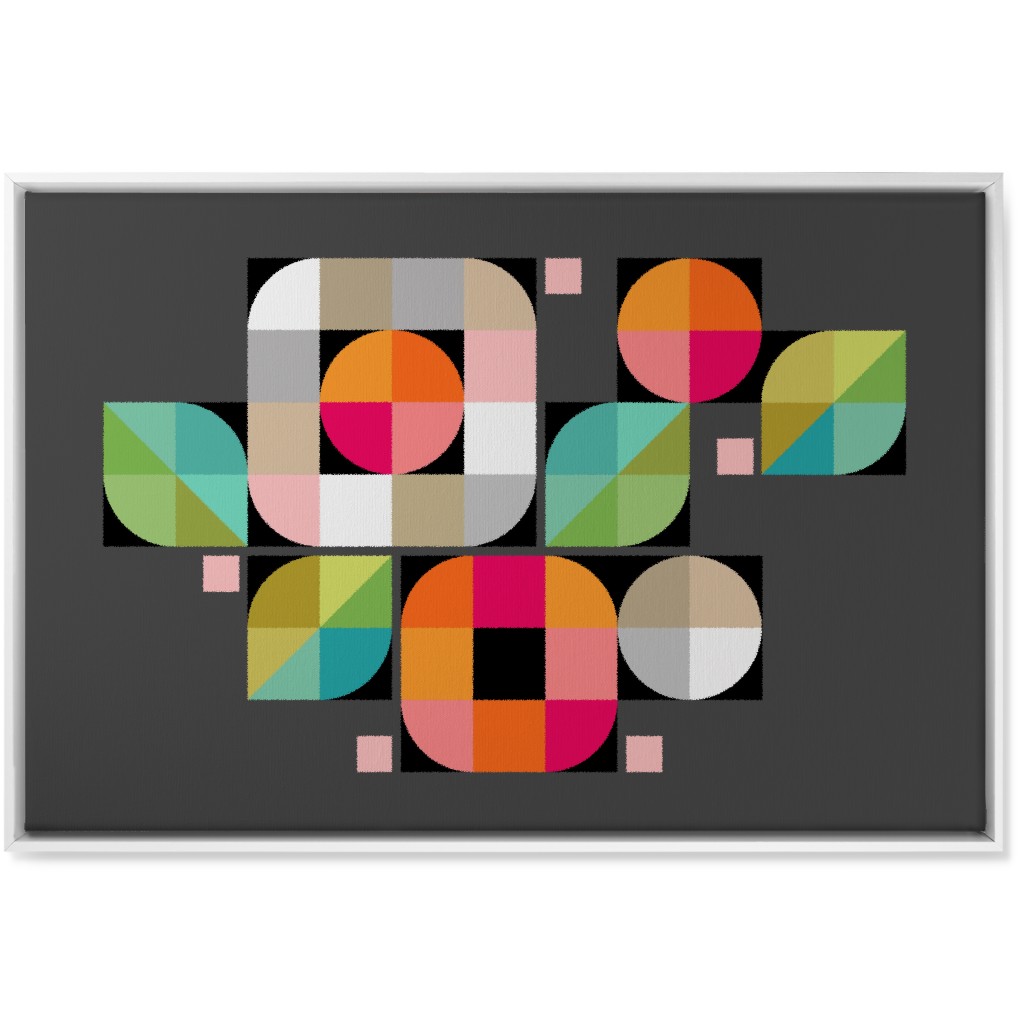 Mod Flower Box Wall Art, White, Single piece, Canvas, 24x36, Multicolor, Gray