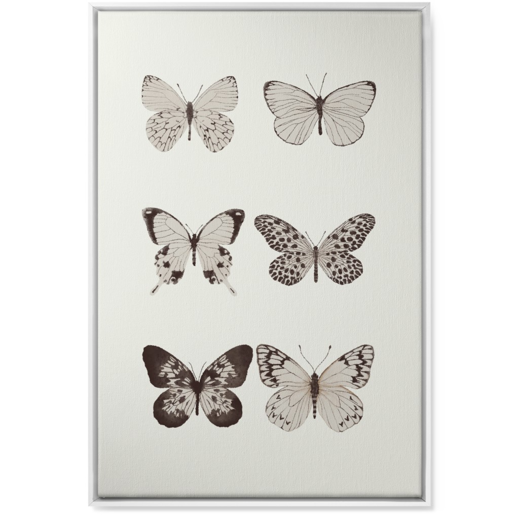 Butterflies Pairs Wall Art, White, Single piece, Canvas, 24x36, Gray, Rye