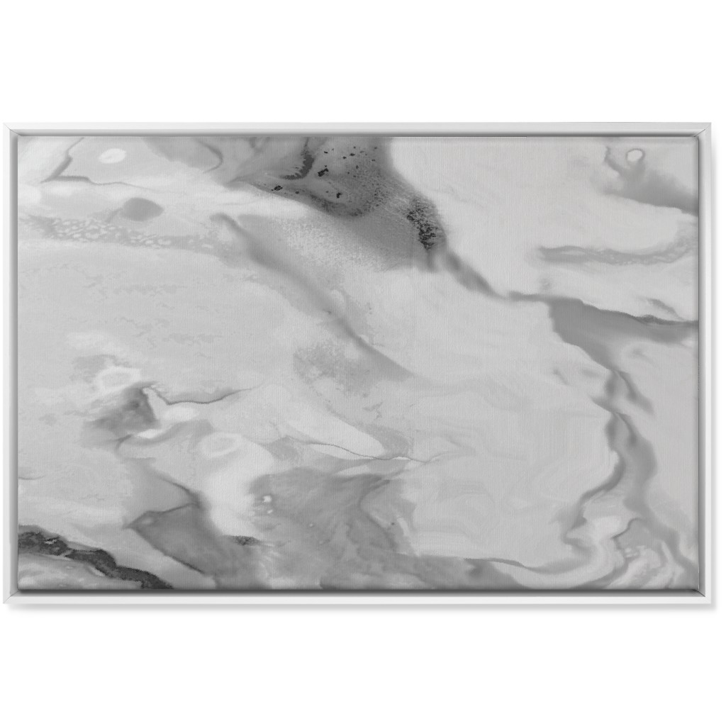 Carerra Marble - Watercolor Wall Art, White, Single piece, Canvas, 24x36, Gray