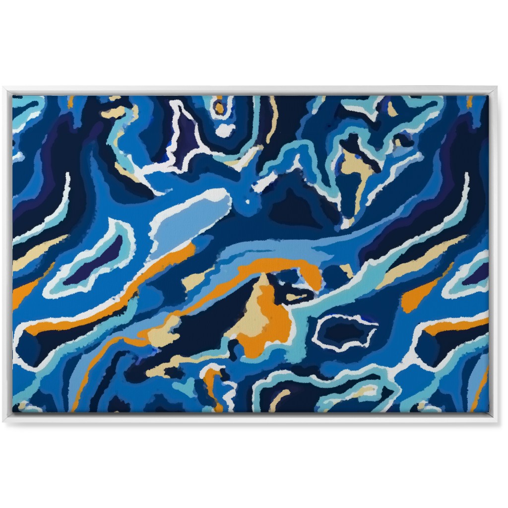 Psychedelic Blues Wall Art, White, Single piece, Canvas, 24x36, Blue, True Blue