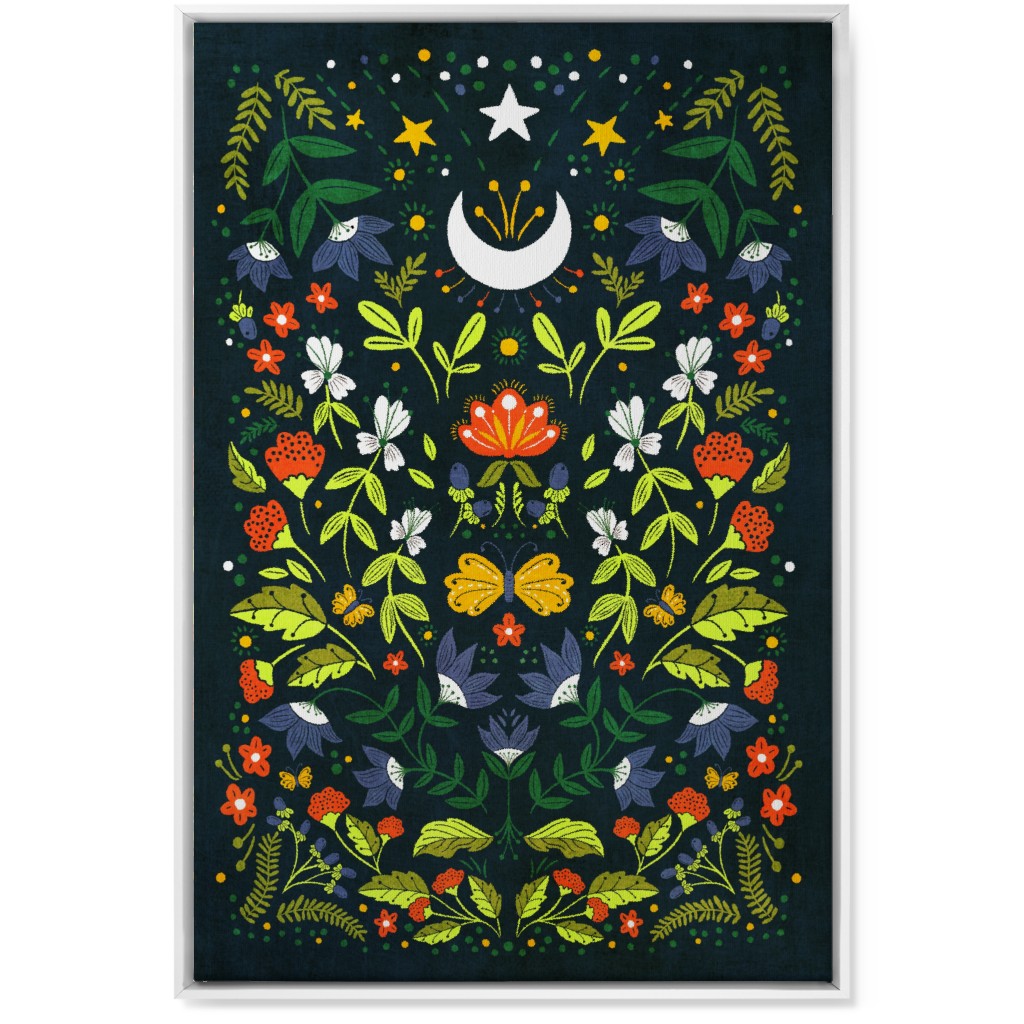 Night Garden - Multi Wall Art, White, Single piece, Canvas, 24x36, Multicolor