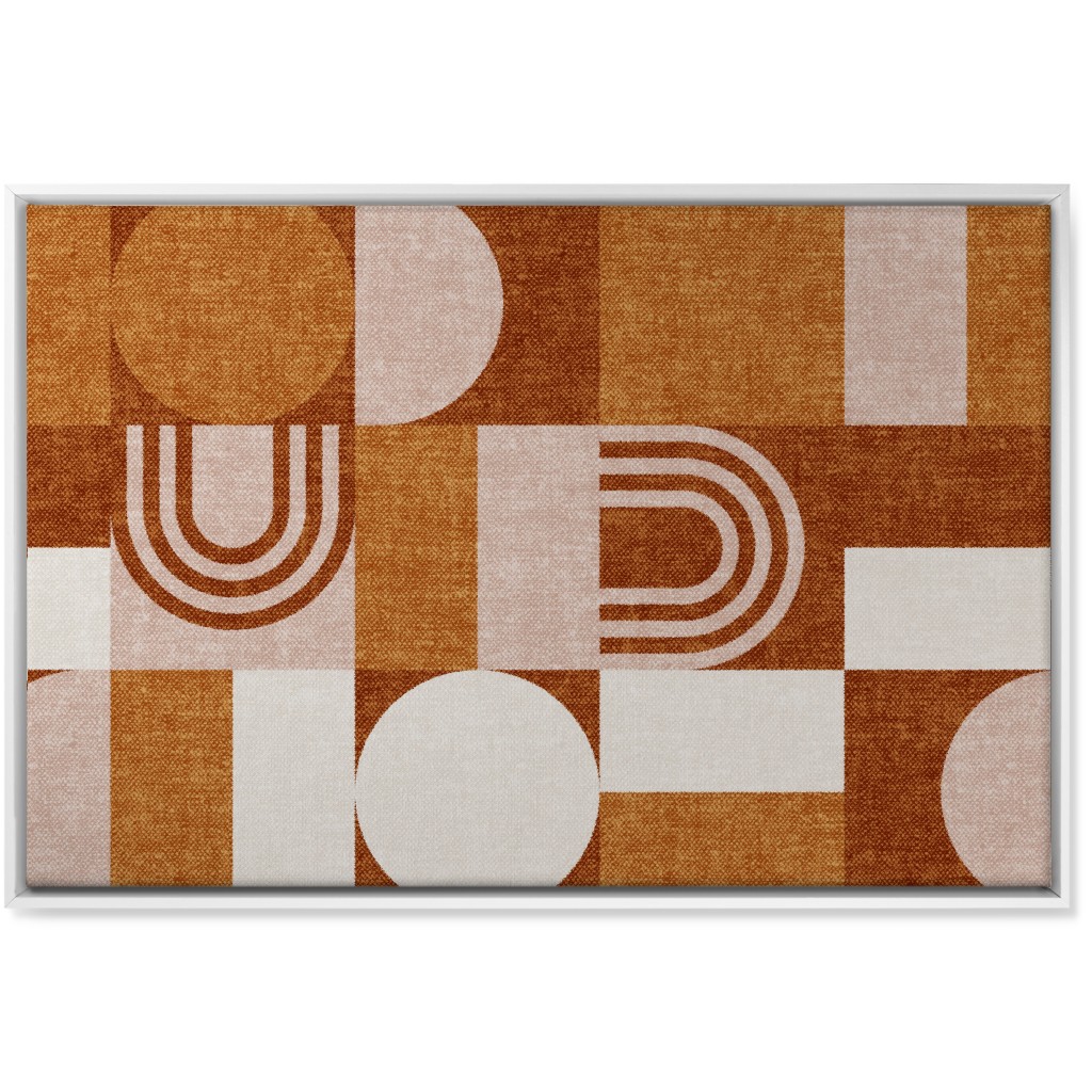 Aria Geometric Patchwork - Orange Wall Art, White, Single piece, Canvas, 24x36, Orange