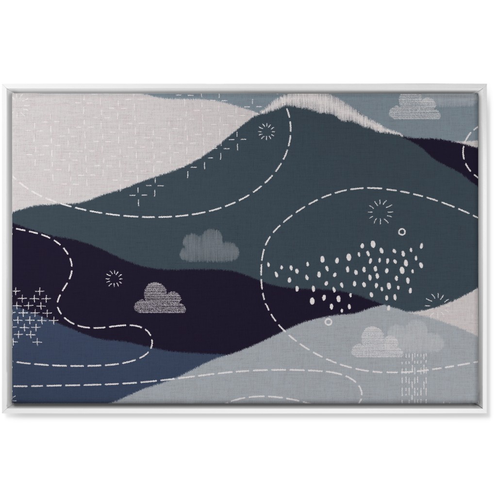 Ever Blue Mountains - Blue Wall Art, White, Single piece, Canvas, 24x36, Blue, True Blue