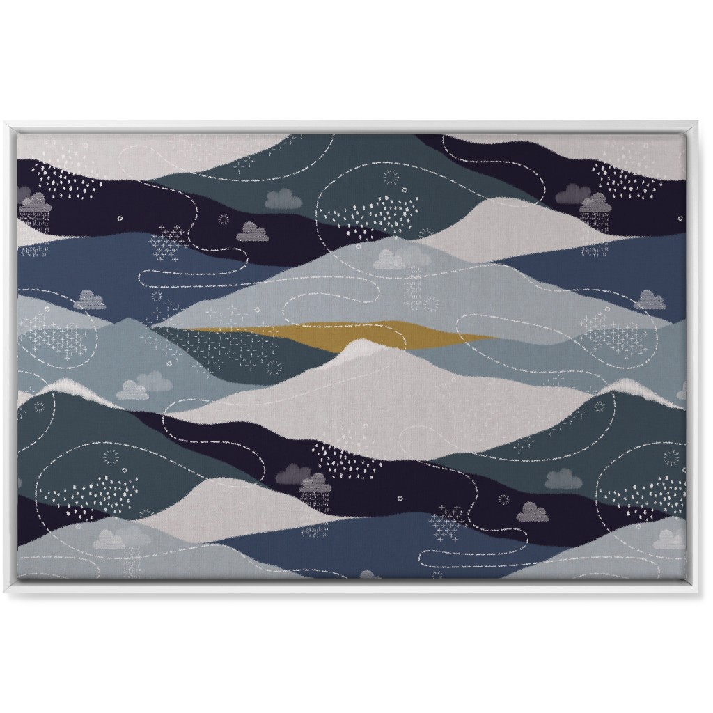 Ever Blue Mountains Wall Art, White, Single piece, Canvas, 24x36, Blue, True Blue