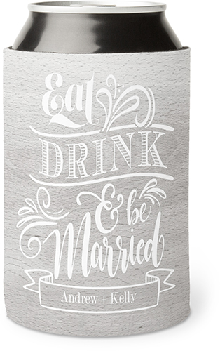 Rustic Drink and Be Married Can Cooler, Can Cooler, White