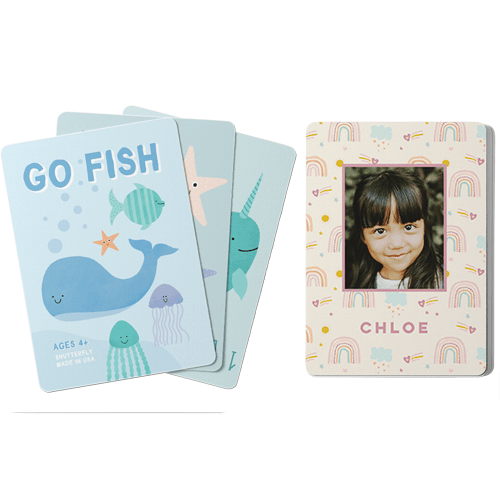 Rainbow and Hearts Card Game, Go Fish, Green