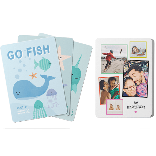 Colorful Border Collage Card Game, Go Fish, White