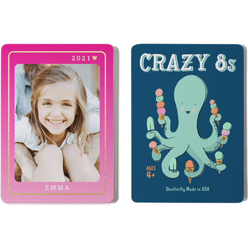 Ombre Frame Card Game, Crazy 8s, Pink