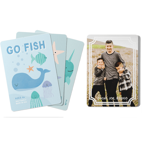 Scallop Outline Card Game, Go Fish, White