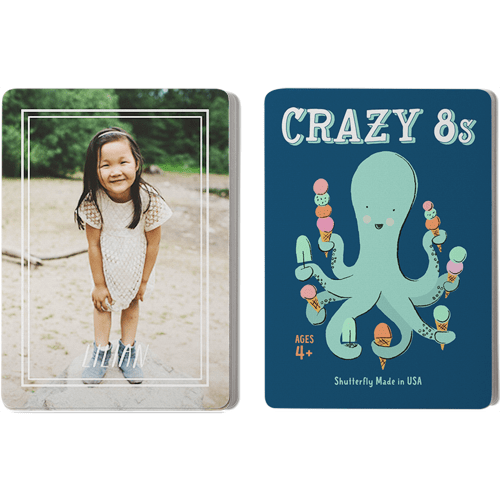 Simple Double Frame Card Game, Crazy 8s, White