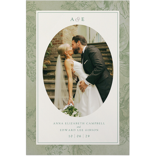 Antique Florals Celebration Photo Board, Green, avocado
