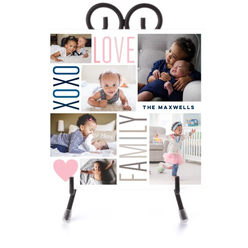 Watercolor Family Love Hugs Ceramic Tile, glossy, 6x6, White