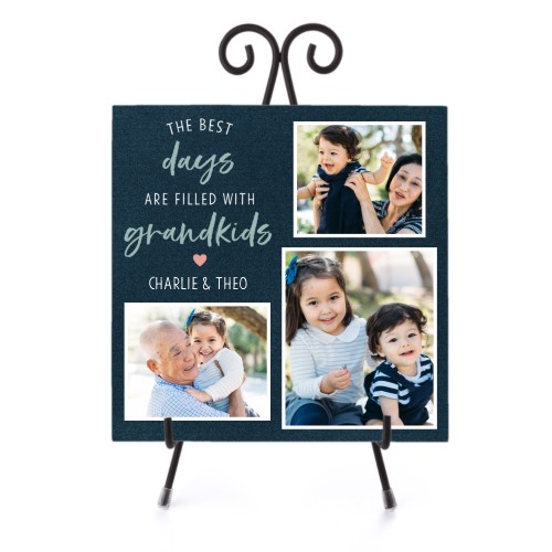 Best Grandkids Ceramic Tile, glossy, 8x8, White, white