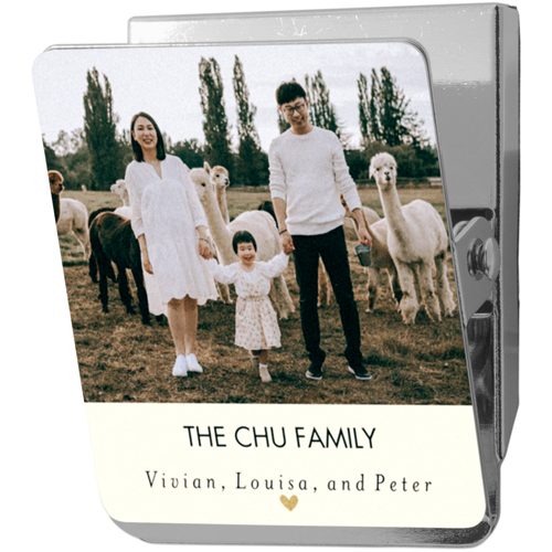 Banner Heart Clip Magnet, 2x2.5, Beige, antique white