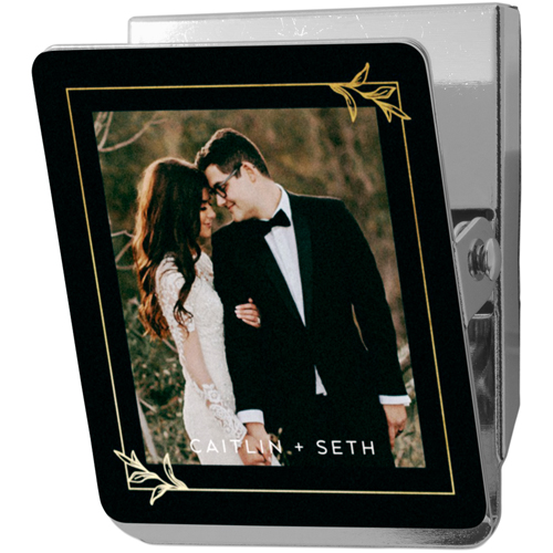 Sweet Floral Frame Clip Magnet, 2x2.5, Black