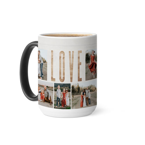 Rustic Love Texture Heart Color Changing Mug, 15oz, Brown