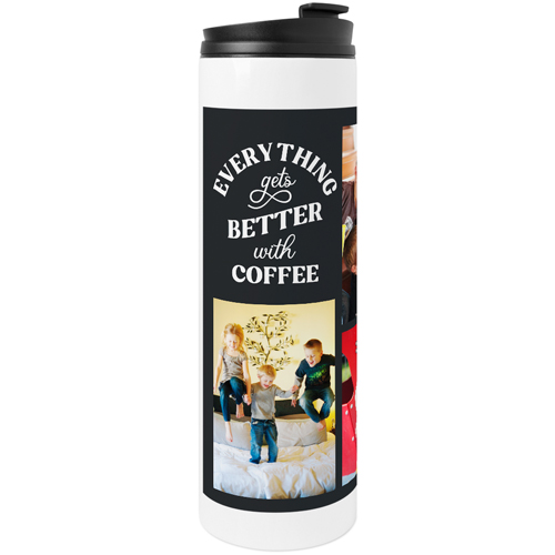 Better With Coffee Stainless Steel Travel Mug, White,  , 20oz, Gray