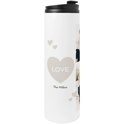 Love and Hearts Stainless Steel Travel Mug, White,  , 20oz, Beige