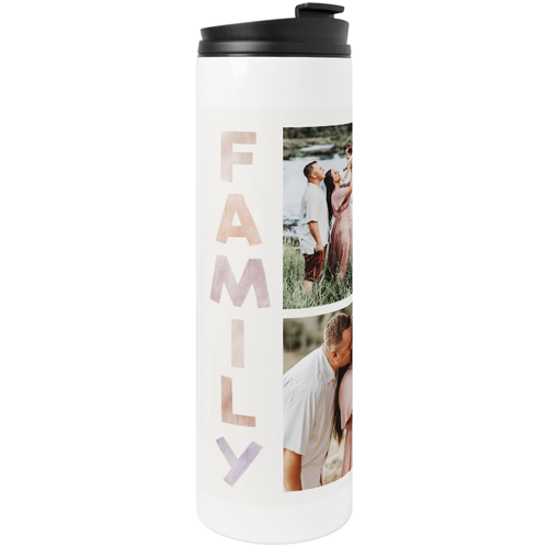 Vertical Bold Family Stainless Steel Travel Mug, White,  , 20oz, White