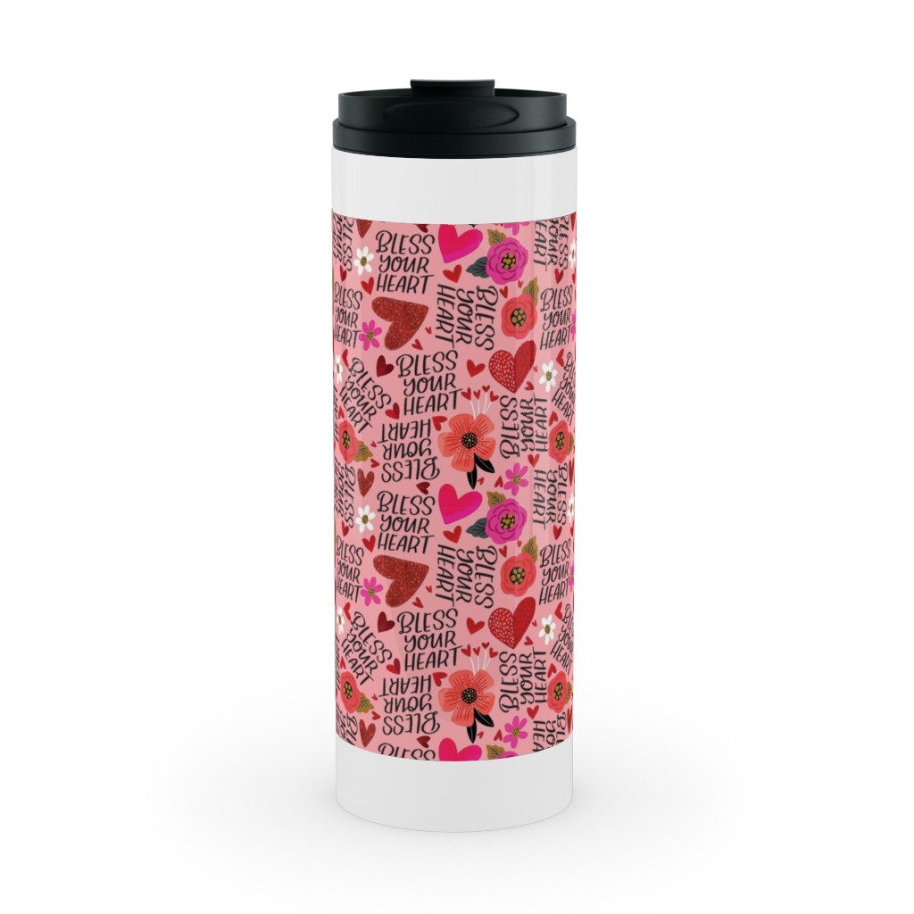 Pretty Bless Your Heart - Floral - Pink and Red Travel Tumbler