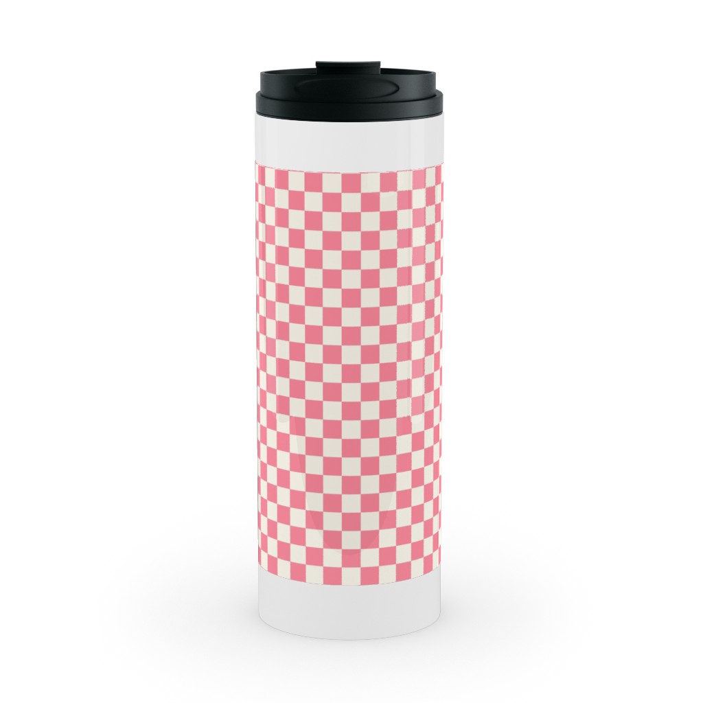 Checkered (pink + black) Water Bottle