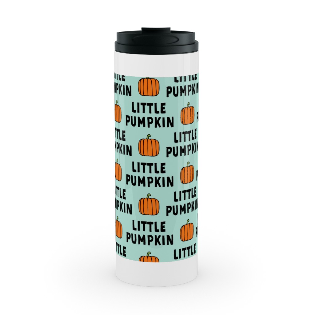 Little Pumpkin - Halloween - Aqua Stainless Mug, White,  , 16oz, Green