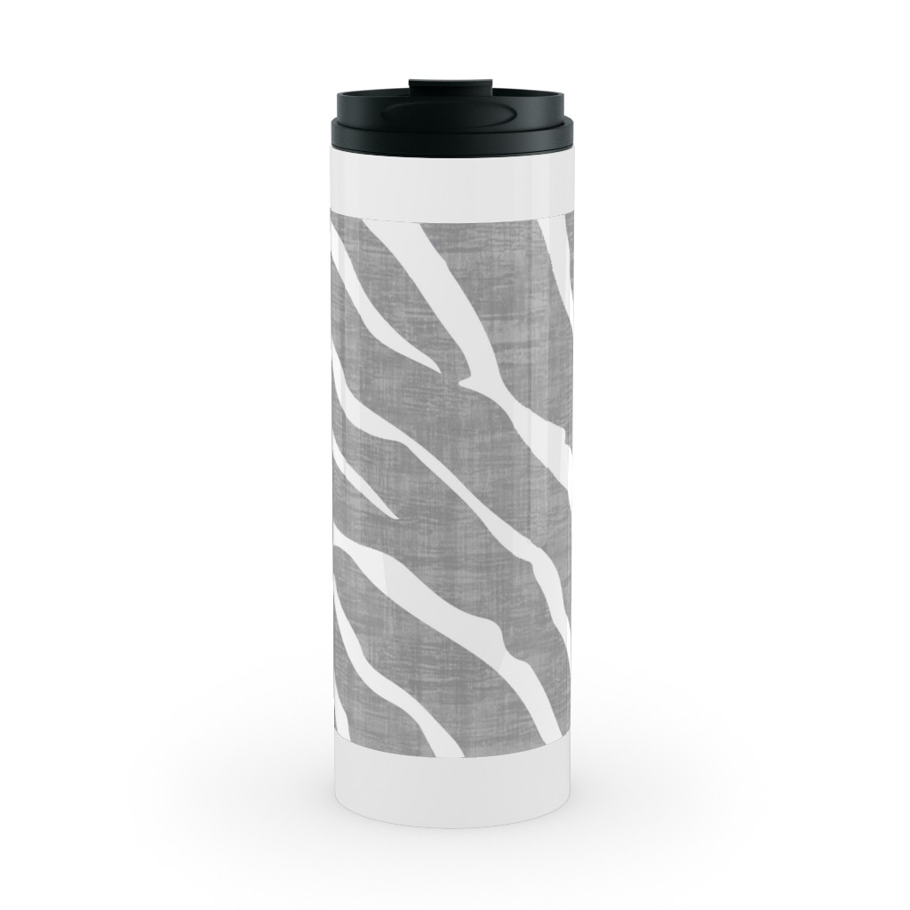 Zebra Texture - Gray Stainless Mug, White,  , 16oz, Gray