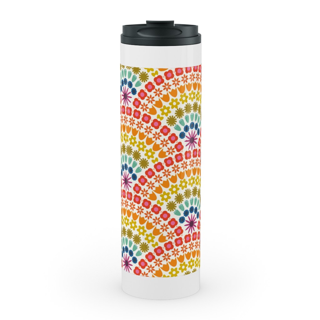 Rainbow Flower Scallops - Multi Stainless Mug, White, , 20oz, Multicolor