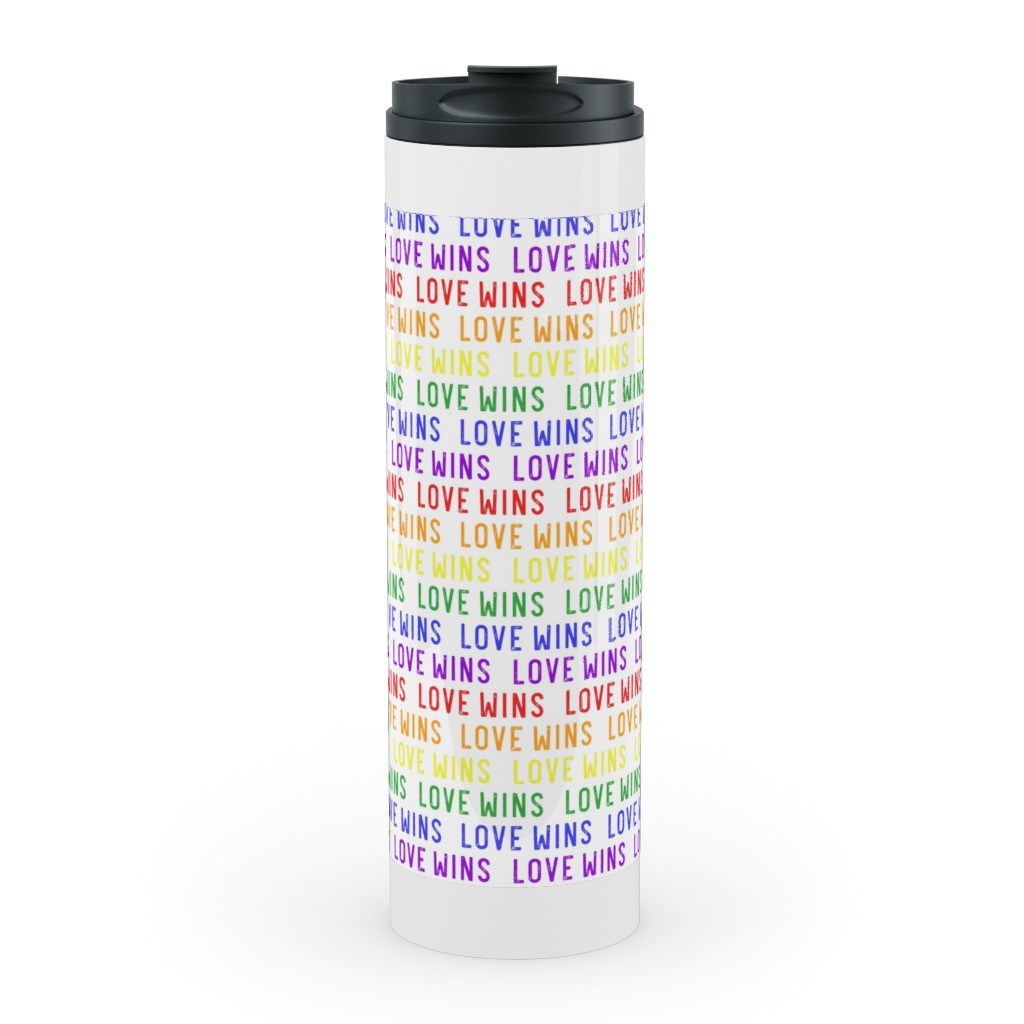Love Wins Rainbow Stainless Mug, White,  , 20oz, Multicolor