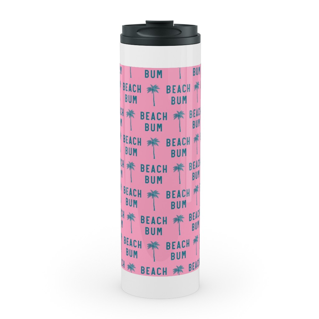 Beach Bum - Teal on Pink Stainless Mug, White,  , 20oz, Pink