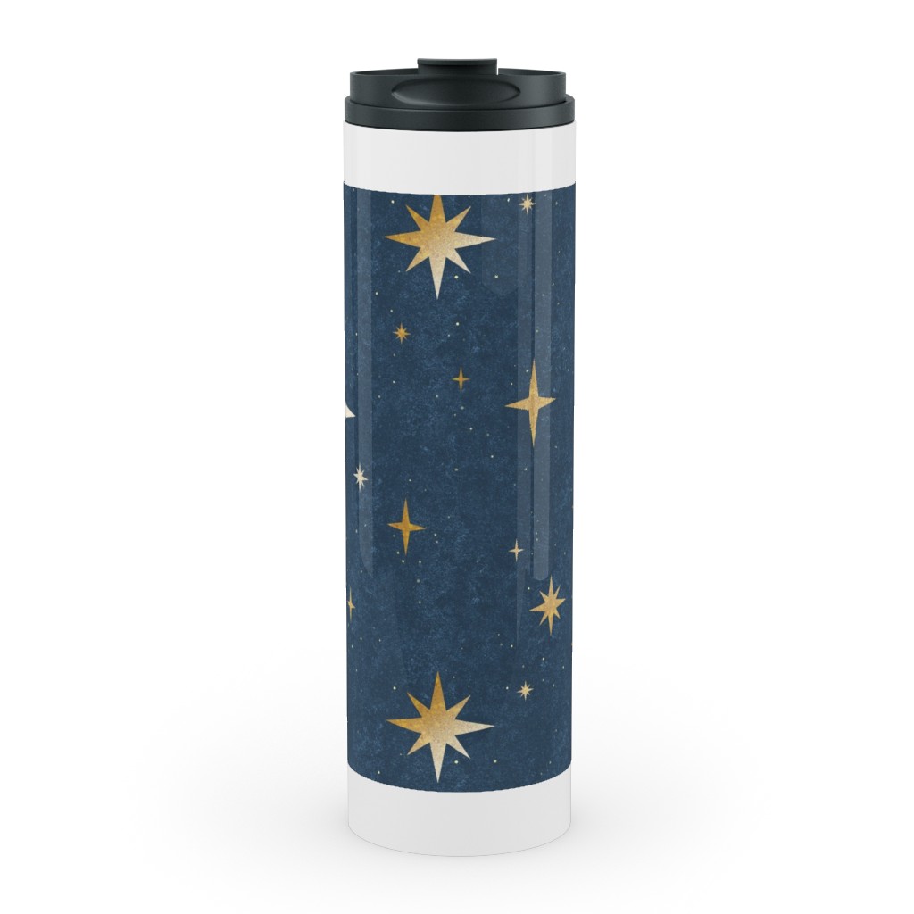 Art Deco Starbursts - Blue Stainless Mug, White, , 20oz, Blue, True Blue