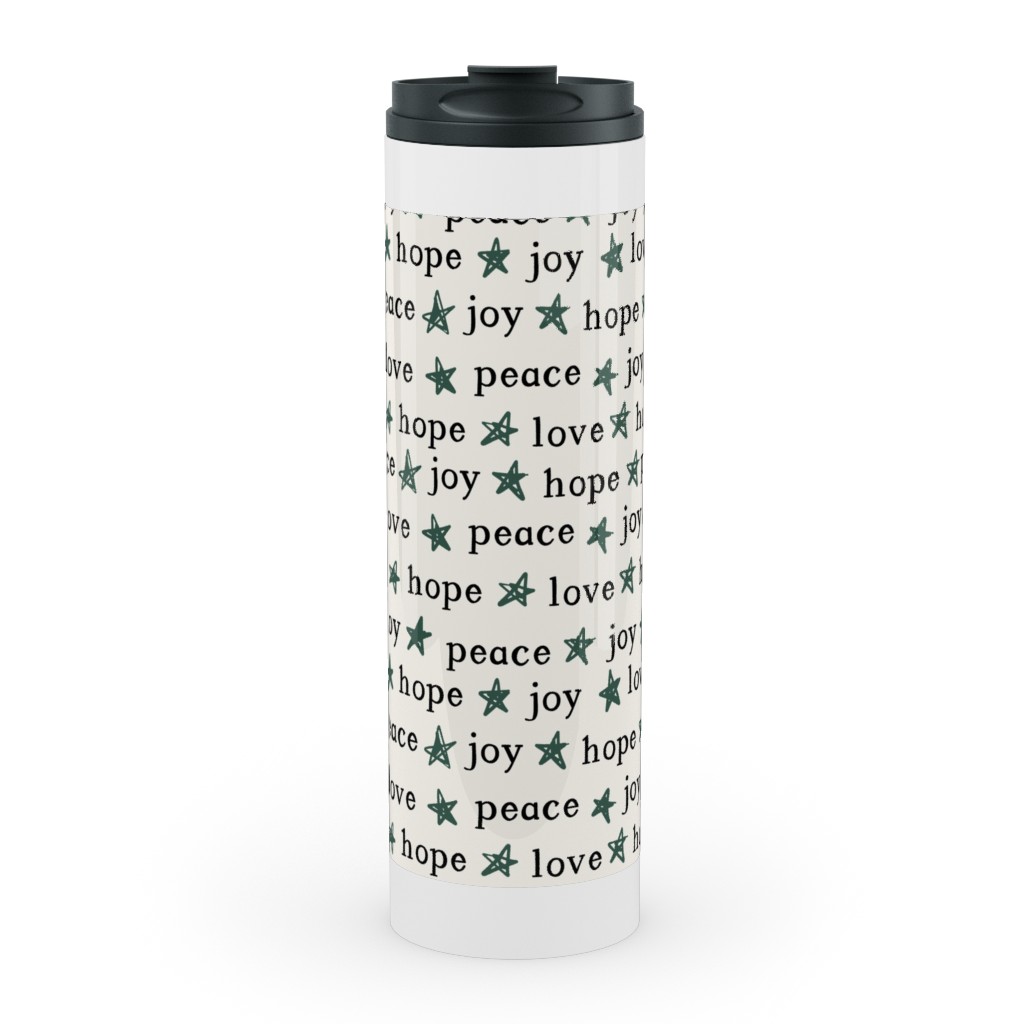 Peace Love Hope Joy - Beige Stainless Mug, White, , 20oz, Beige, Pearl
