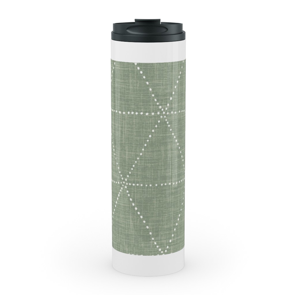 Boho Triangles - Sage Stainless Mug, White, , 20oz, Green, Classic Green