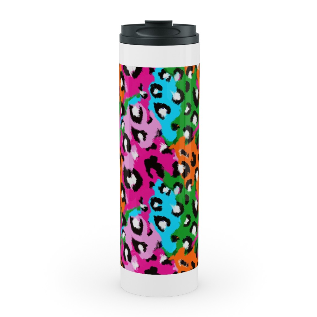 Leopard Print - Multi Stainless Mug, White, , 20oz, Multicolor