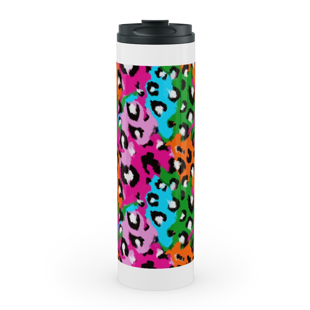 Leopard Print - Multi Stainless Mug, White,  , 20oz, Multicolor