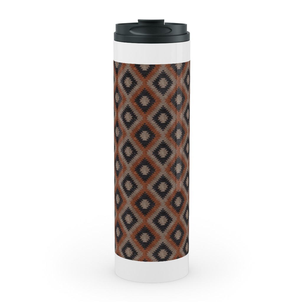 Aztec Stainless Mug, White, , 20oz, Brown, Taupe