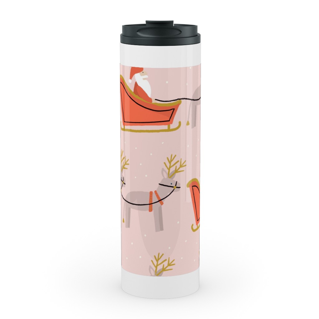 Santa Claus Stainless Mug, White, , 20oz, Pink, Ballet Slipper