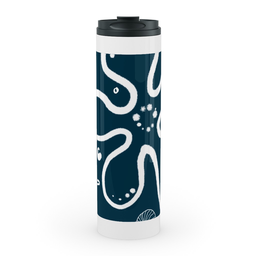Deep Sea Flora and Fauna Stainless Mug, White, , 20oz, Blue, True Blue