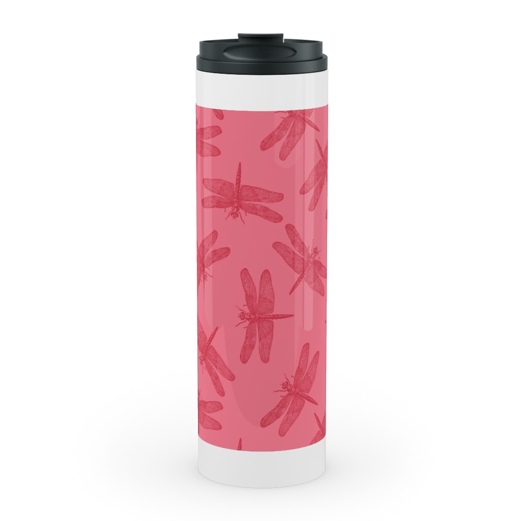 Vintage Dragonfly - Pink Stainless Mug, White,  , 20oz, Pink