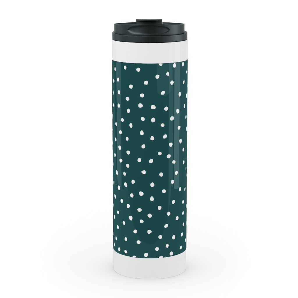 Dots - White on Emerald Stainless Mug, White,  , 20oz, Green