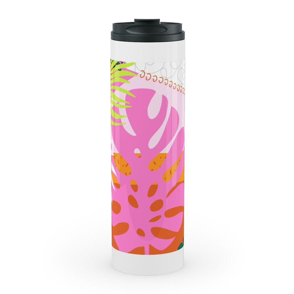 Palm Leaves Patchwork Summer Collage - Multi Stainless Mug, White, , 20oz, Multicolor