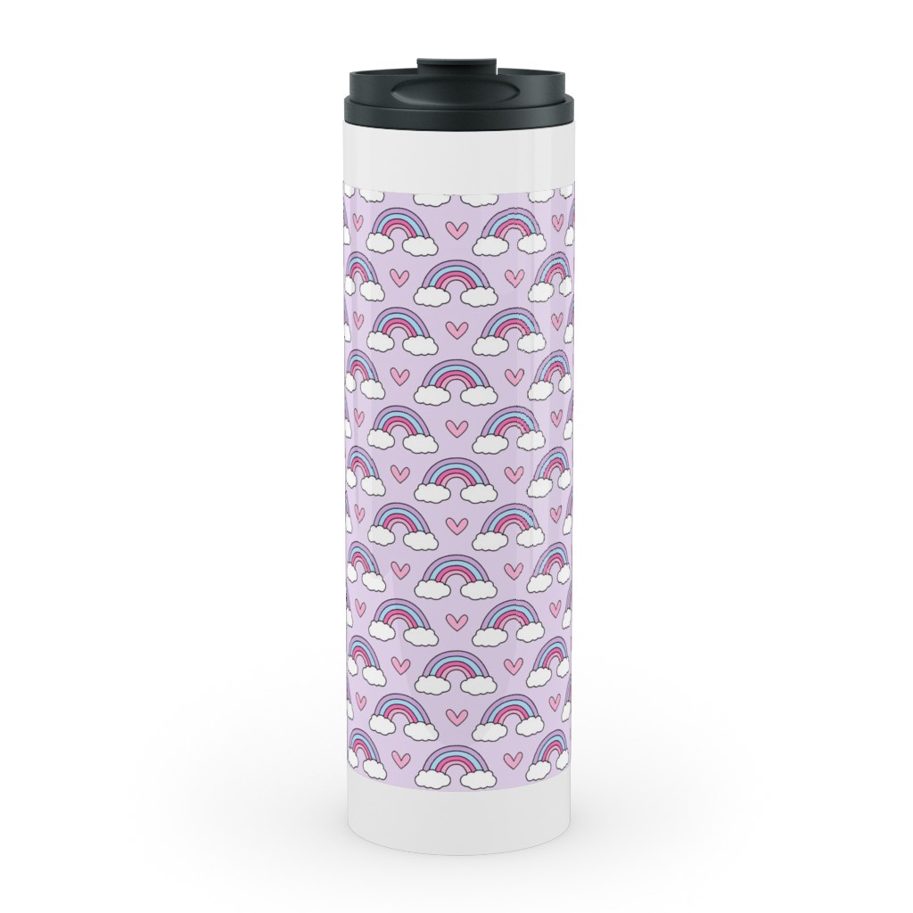 Rainbow Seamless - Purple Stainless Mug, White,  , 20oz, Purple