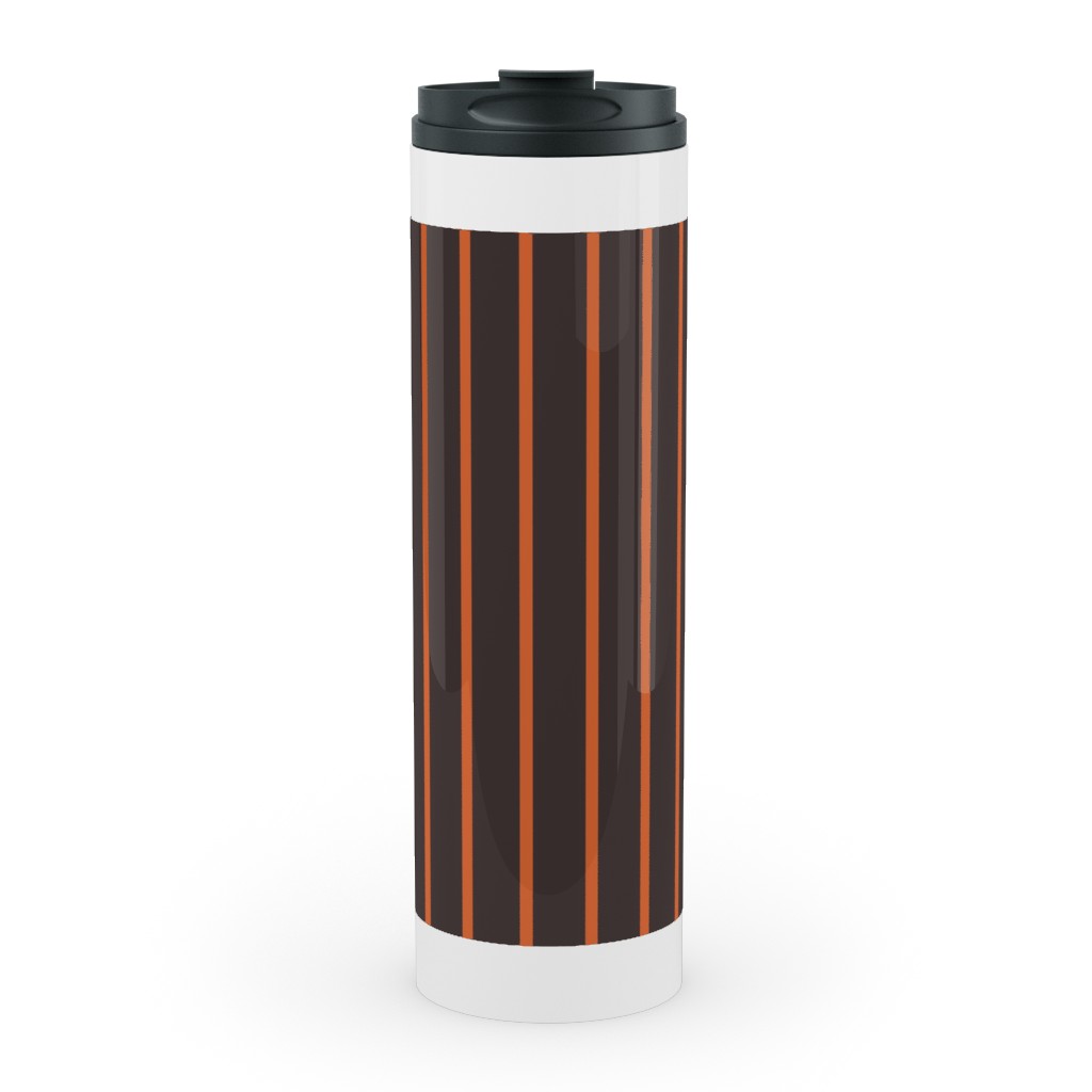 Halloween Stripes Stainless Mug, White,  , 20oz, Black