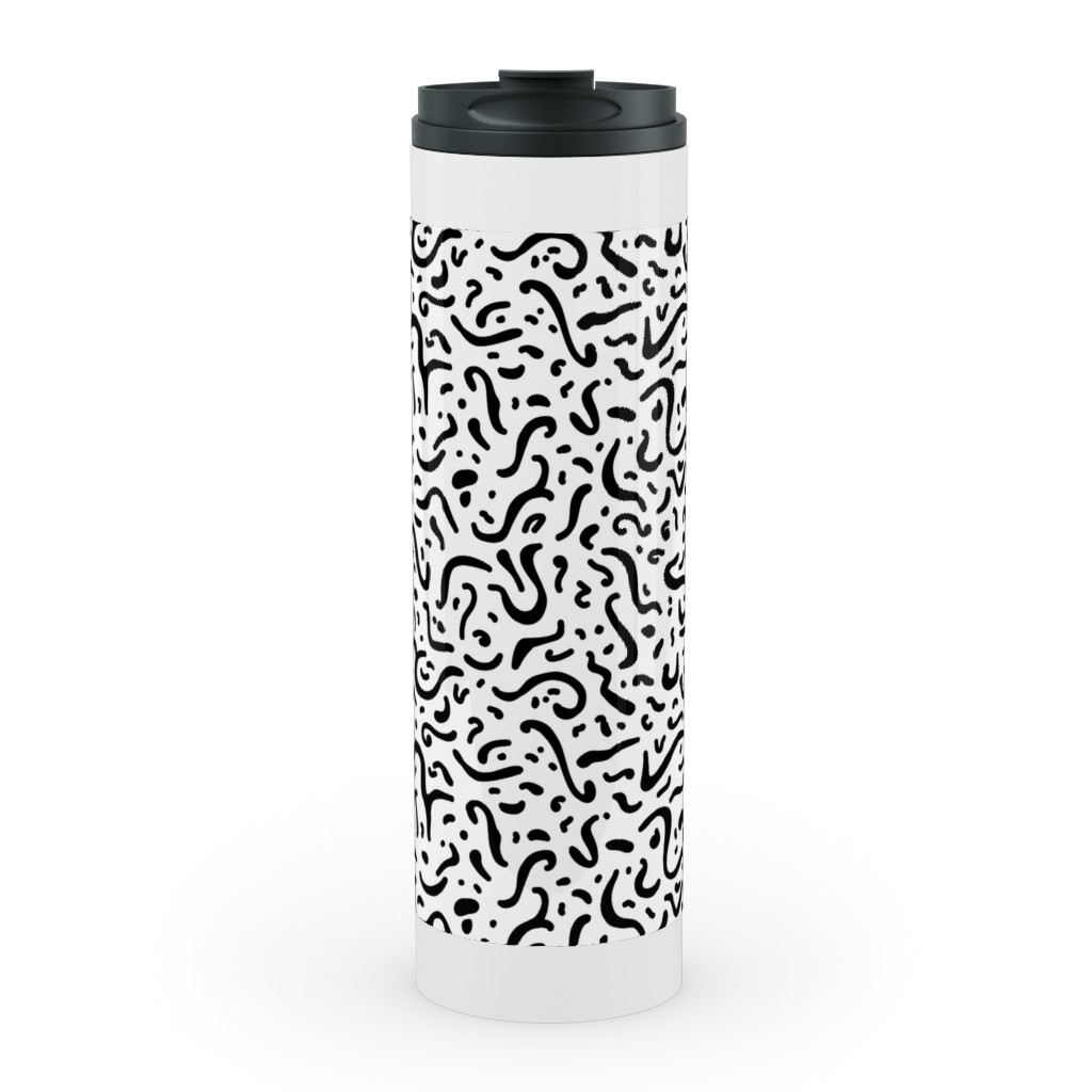 Squiggly - Black and White Stainless Mug, White, , 20oz, Black, Black