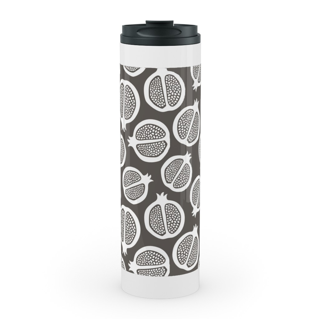 Pomegranate - Black & White Stainless Mug, White, , 20oz, Gray, Gray
