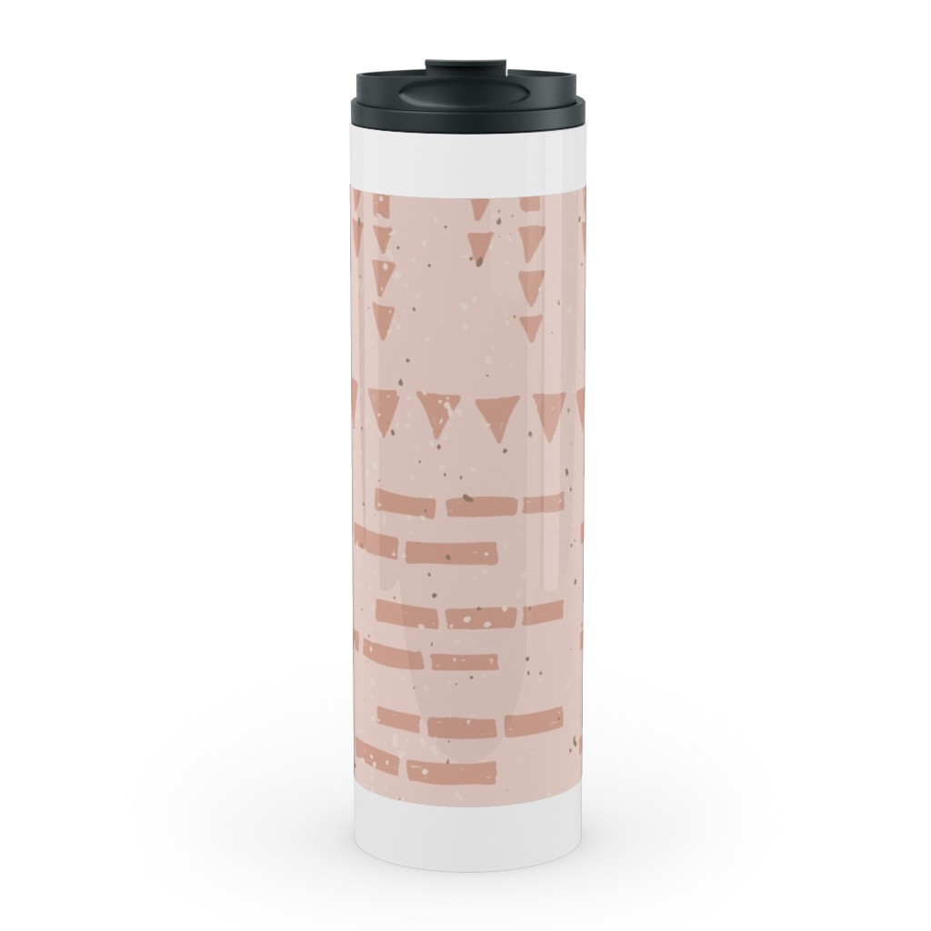 Boho Tribal Dashed Geometric - Pink Stainless Mug, White,  , 20oz, Pink
