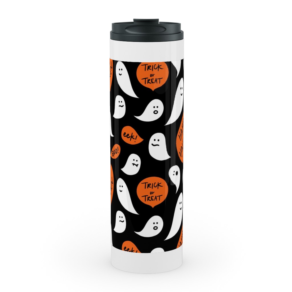 Halloween Ghosts Happy Halloween Stainless Mug, White,  , 20oz, Black